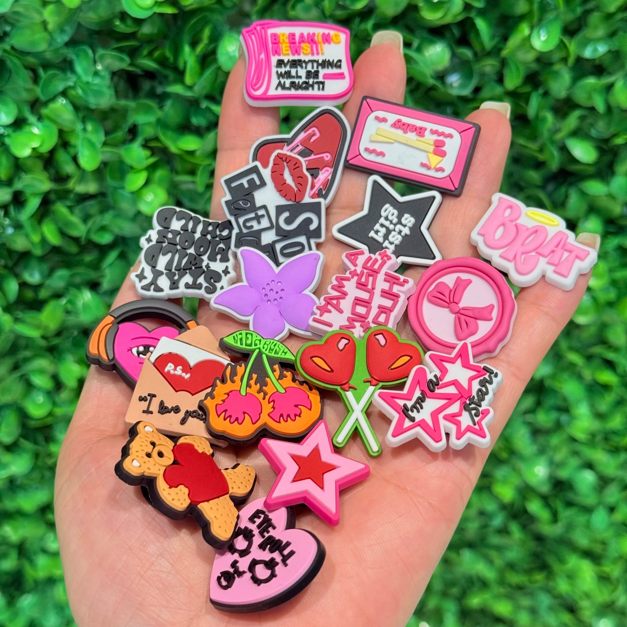 1-18Pcs Stay Wild Moon Child PVC Shoe Charms Cherry Star Woman Clogs Buckle Accessories - Pretty Espen$ive
