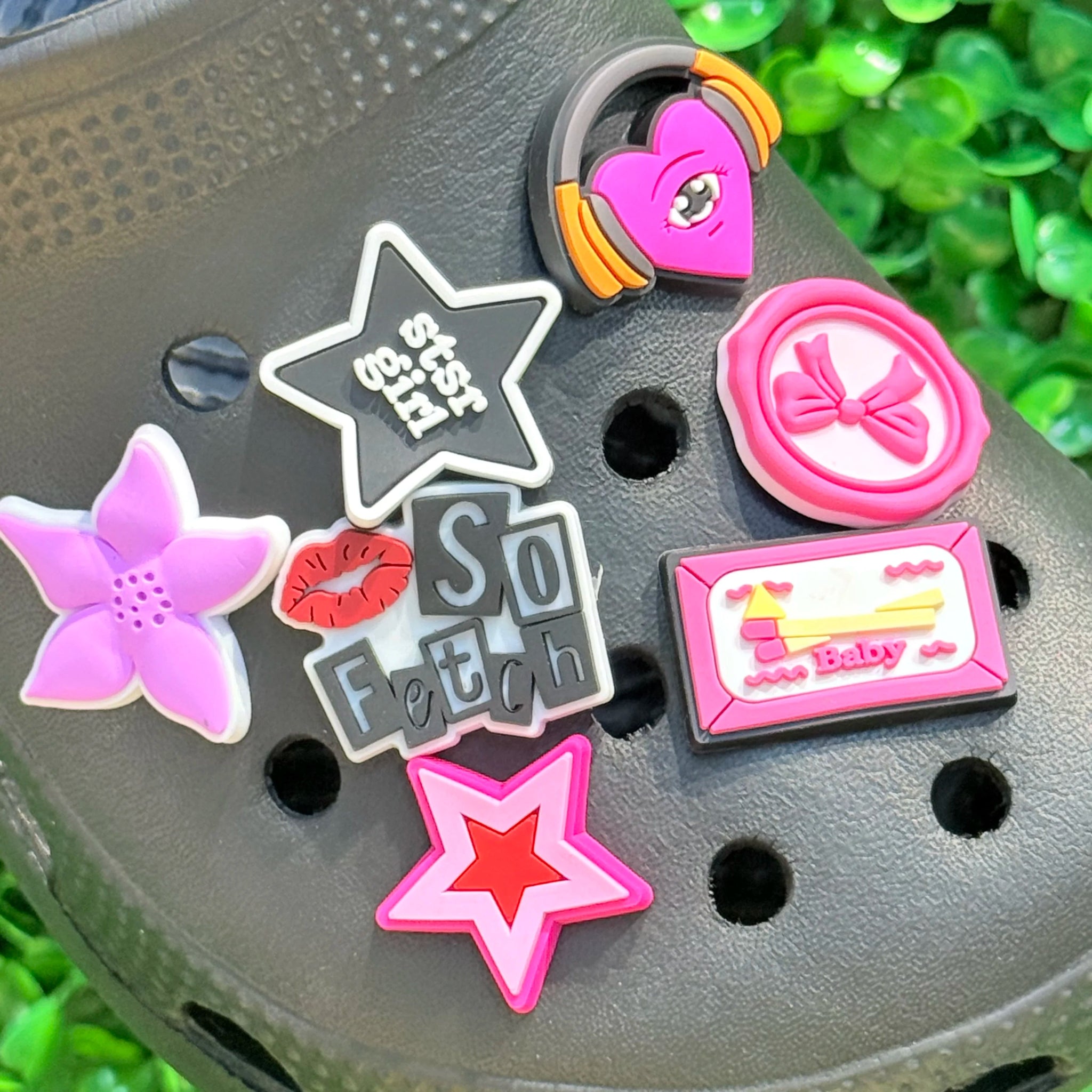 1-18Pcs Stay Wild Moon Child PVC Shoe Charms Cherry Star Woman Clogs Buckle Accessories - Pretty Espen$ive
