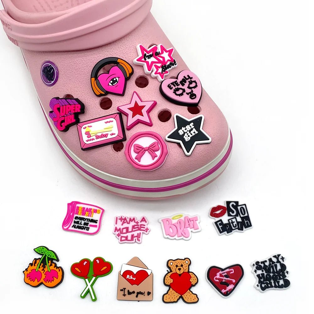 1-18Pcs Stay Wild Moon Child PVC Shoe Charms Cherry Star Woman Clogs Buckle Accessories - Pretty Espen$ive