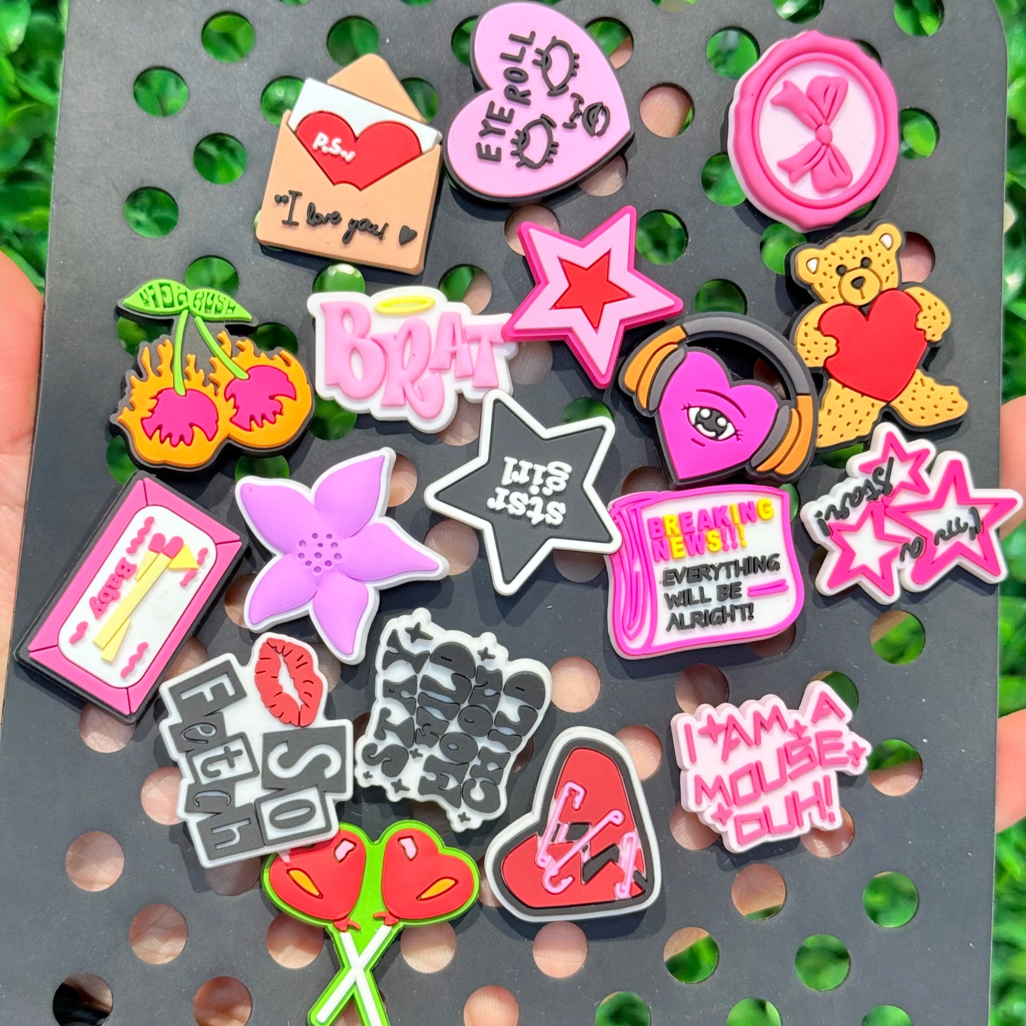 1-18Pcs Stay Wild Moon Child PVC Shoe Charms Cherry Star Woman Clogs Buckle Accessories - Pretty Espen$ive