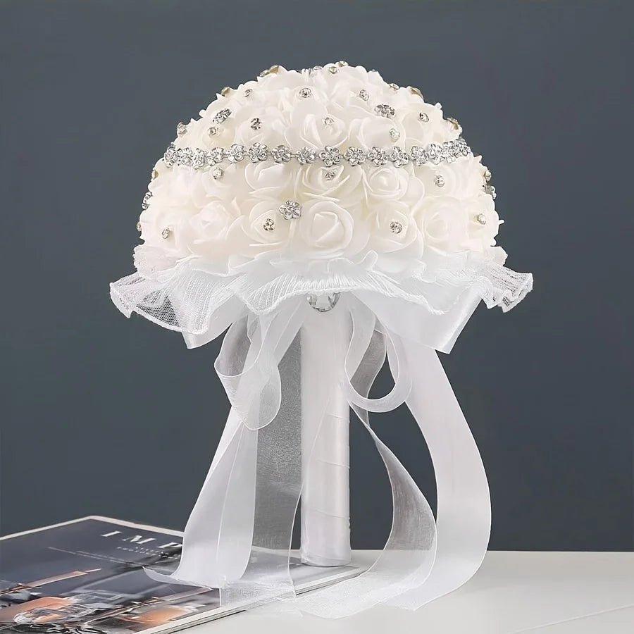 1 piece wedding romance revolves around flowers, fairy tale wedding, bride and groom, gentle sweet, artificial bouquet - Pretty Espen$ive