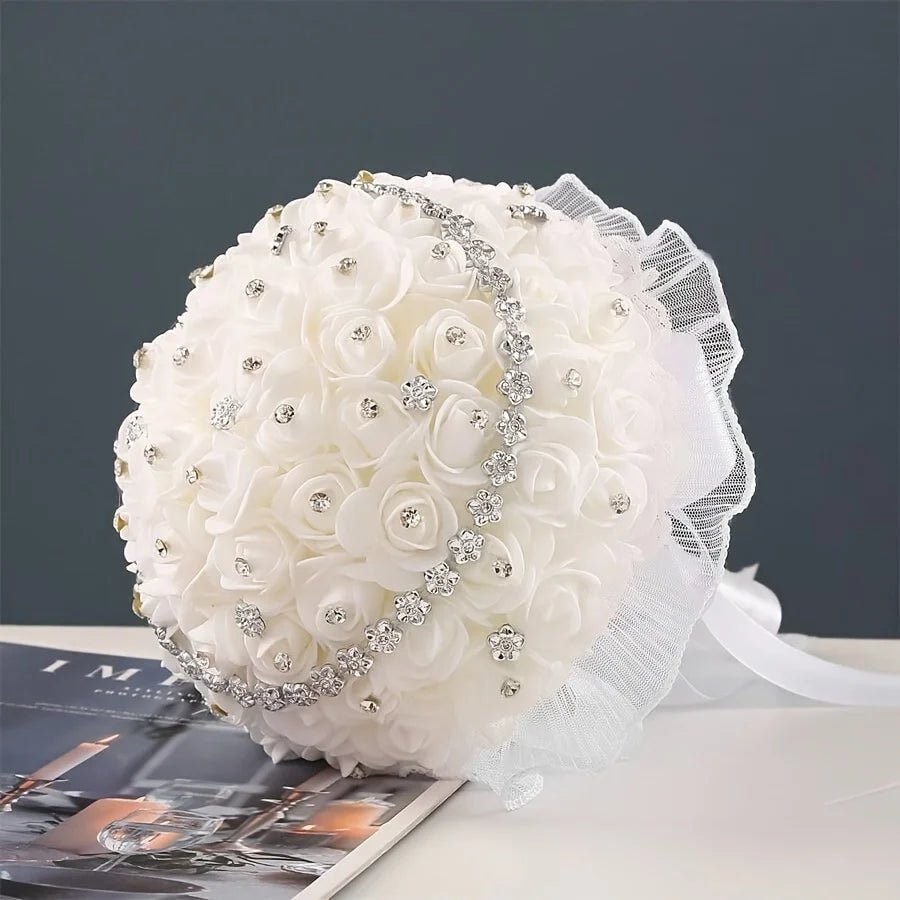 1 piece wedding romance revolves around flowers, fairy tale wedding, bride and groom, gentle sweet, artificial bouquet - Pretty Espen$ive
