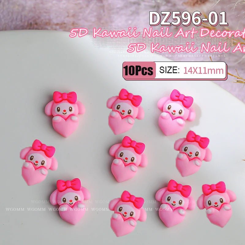 10Pcs 3D Cartoon Characters Nail Art Decorations 🥹 - Pretty Espen$ive