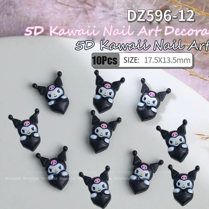 10Pcs 3D Cartoon Characters Nail Art Decorations 🥹 - Pretty Espen$ive