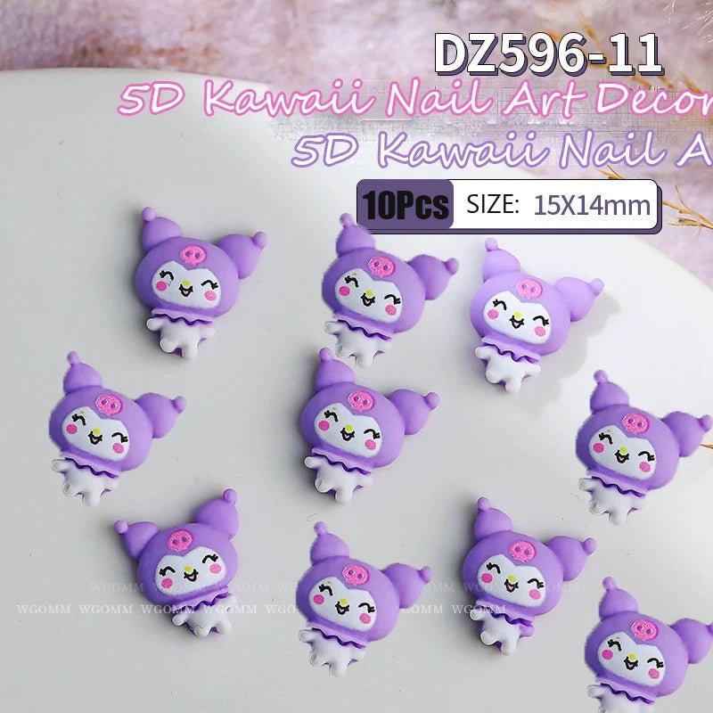10Pcs 3D Cartoon Characters Nail Art Decorations 🥹 - Pretty Espen$ive